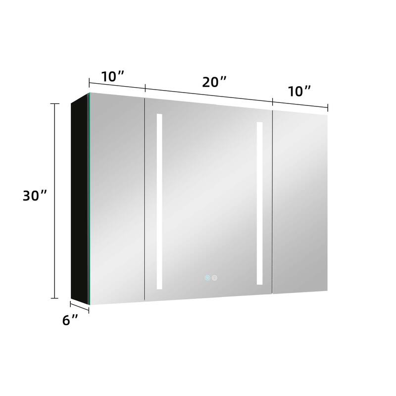 40 in.W x 30 in. H Aluminum Surface Mounted LED Medicine Cabinet with Doors and Mirrors - 40'' X 30''