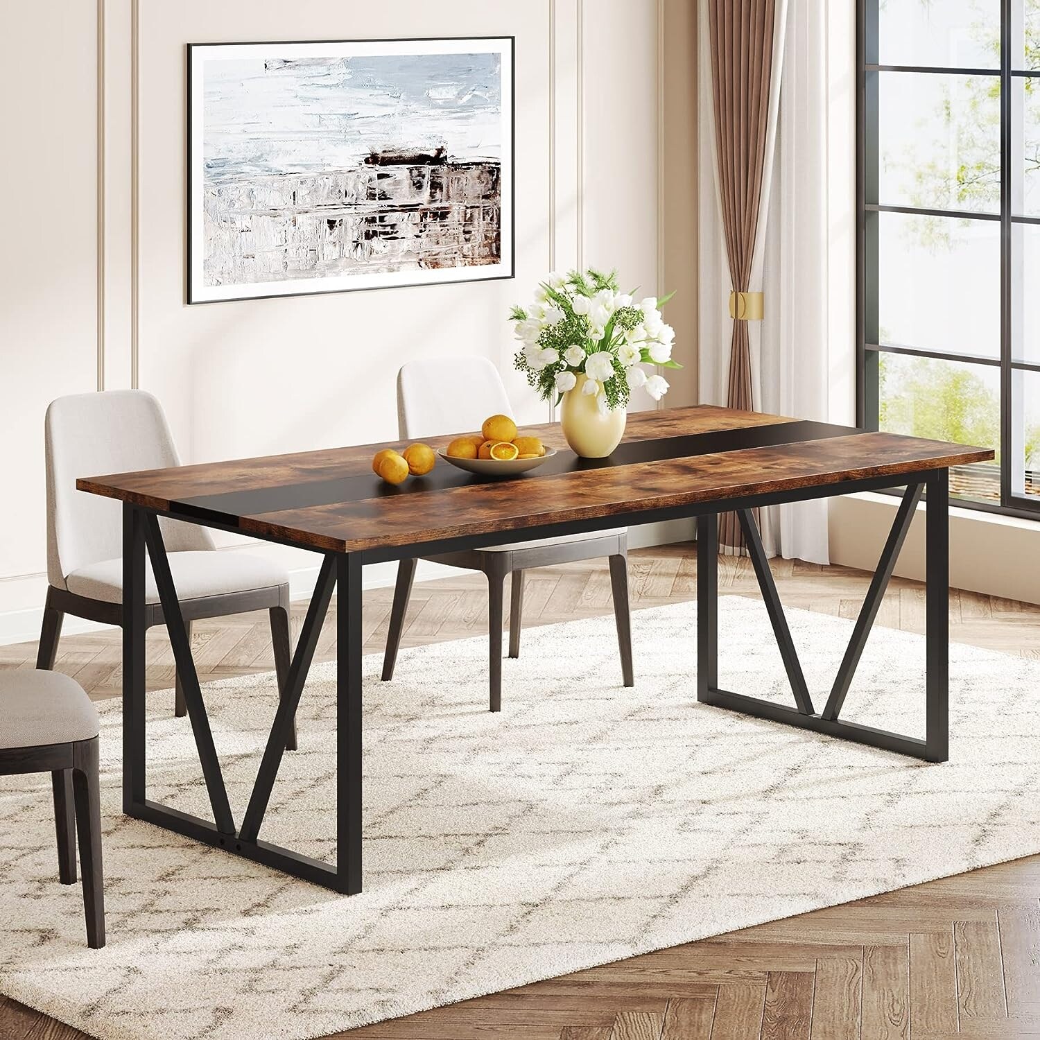 Industrial dining table seats hot sale 8