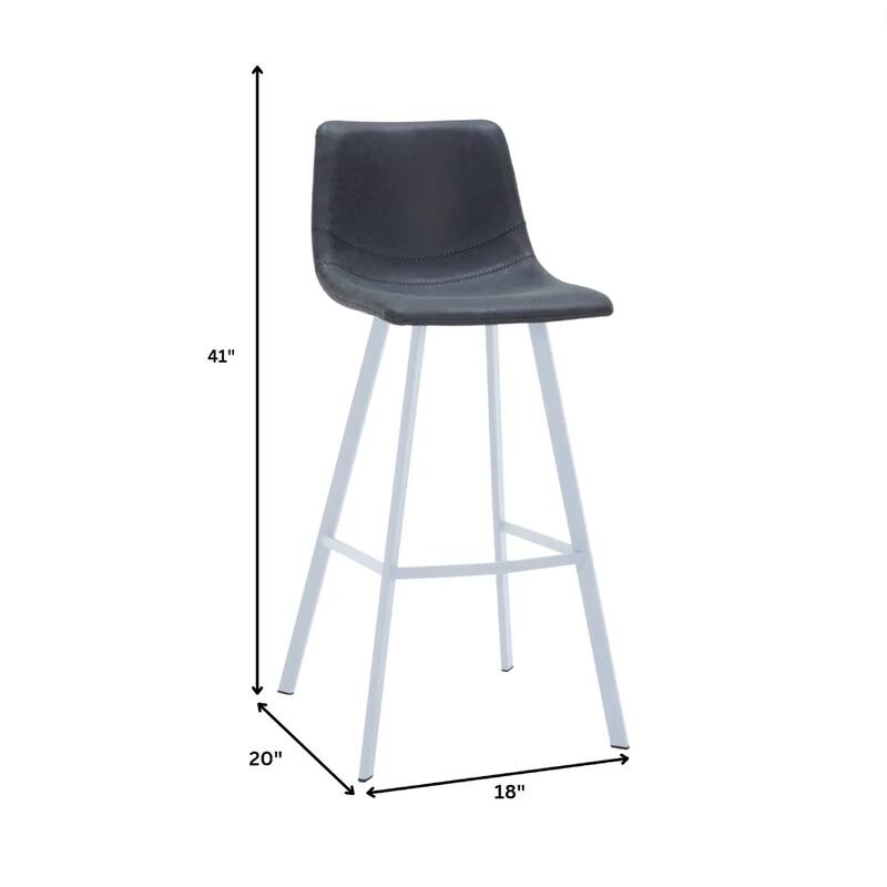 Elland Leather Bar Stool - Modern Counter Height Stool with White Stainless Steel Legs for Kitchen Island or Home Bar Set of 2