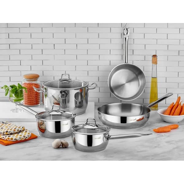 Colorful 8 Pc Stainless Steel Cookware Set W/vented Glass Lids