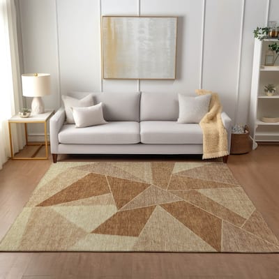 Machine Washable Indoor/ Outdoor Chantille Modern Mosaic Rug