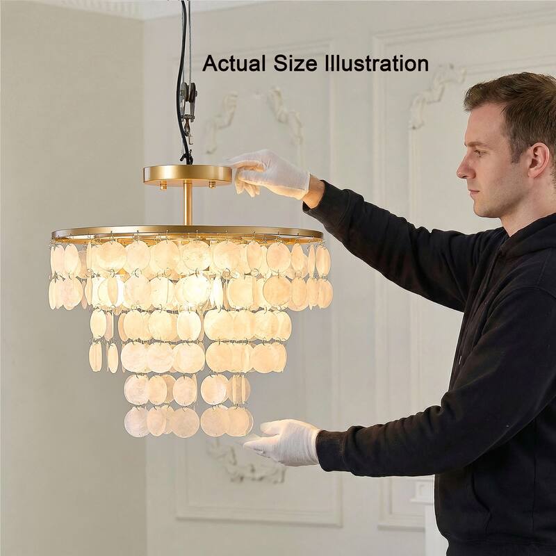 Paula 4-Light Glossy Bronze Finish Natural White Shell Flush Mount - 18 inches in diameter x 17.5 inches H