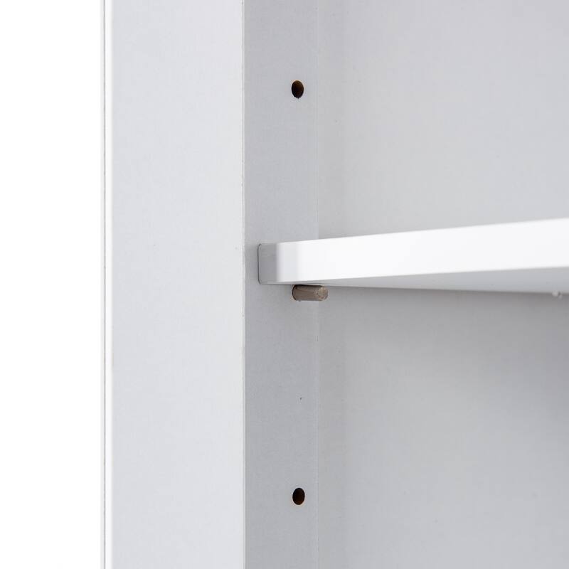 Roomfitters Tall Storage Cabinet with Shelves and Doors for Bathroom Kitchen or Living Room Freestanding MDF Unit, White