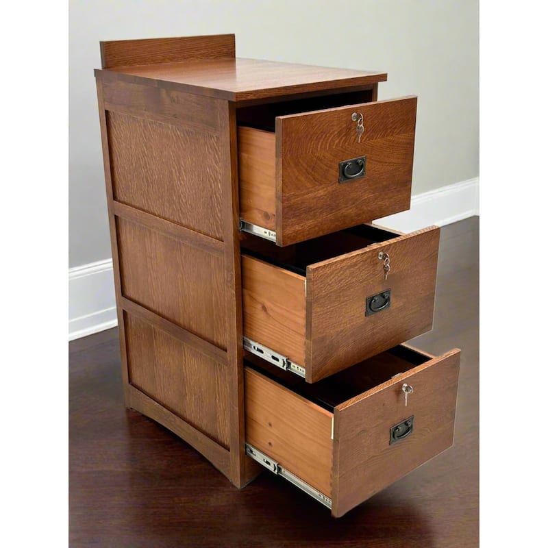 Mission Solid Oak 3 Drawer File Cabinet