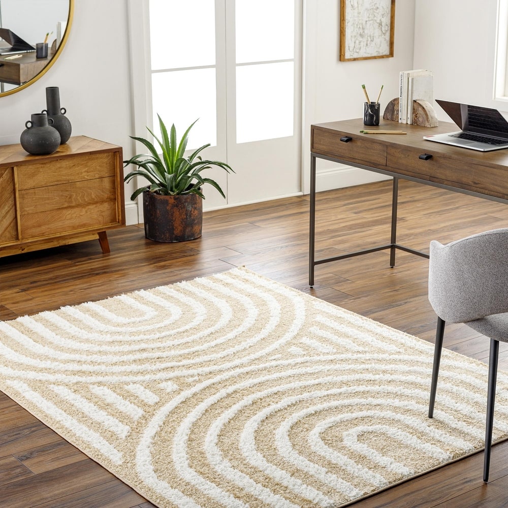 Livabliss Rodos Mod Neutral Rainbow Plush Area Rug