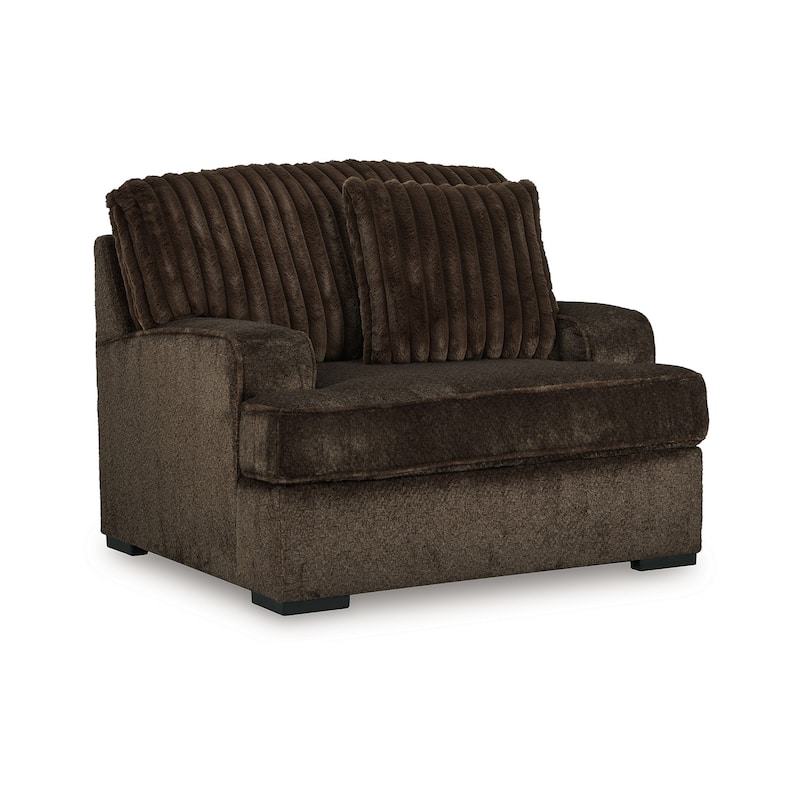Ayle Oversized Chair, Accent Pillow Chocolate Brown Corduroy Polyester