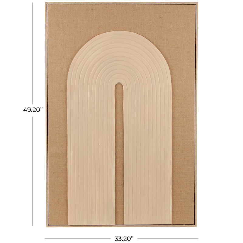Brown Polyester Geometric Framed Wall Art with Tan Layered Arch