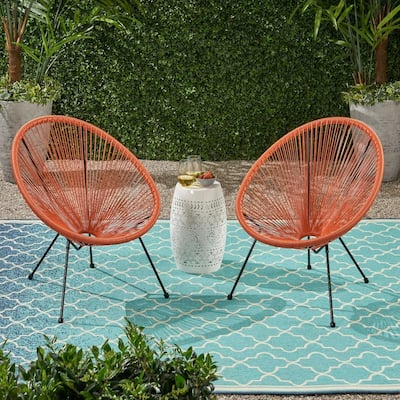 Roomfitters Outdoor Patio Accent Chairs Set of 2, Modern Acapulco Lounge Chairs with Metal Frame