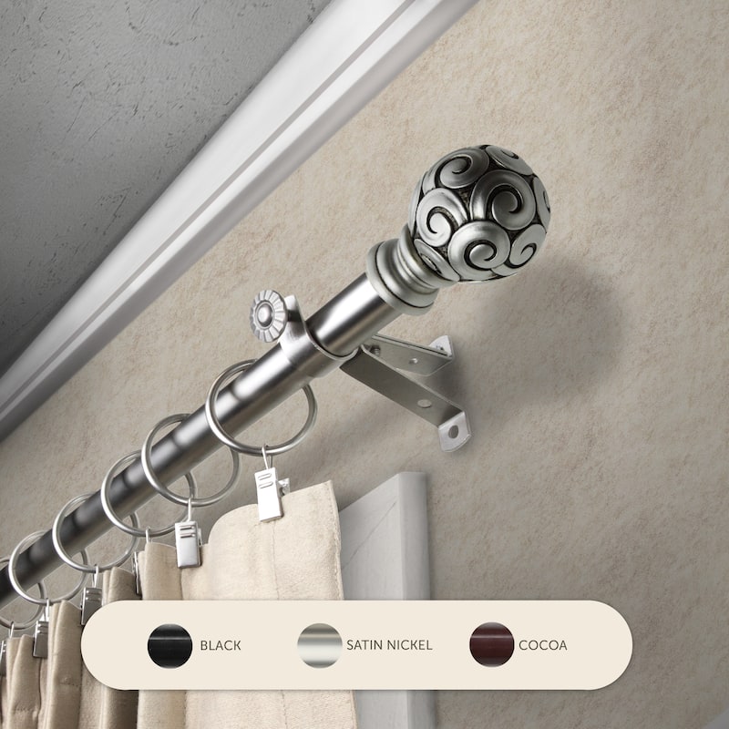 InStyleDesign Lux Adjustable Curtain Rod Set - 120 to 170 inches - Satin Nickel