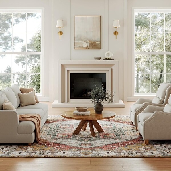Washable Area Rugs 9x12 Large Rug Non Slip Rugs Low-Pile Floor