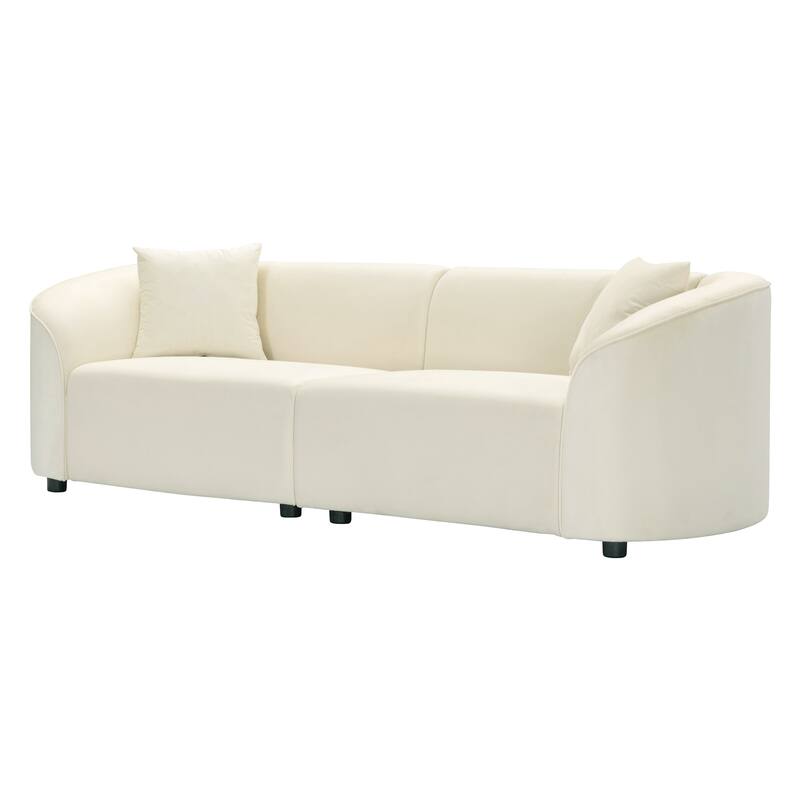 87.25" Velvet 3-Seater Sofa, Ergonomic Support and Solid Frame