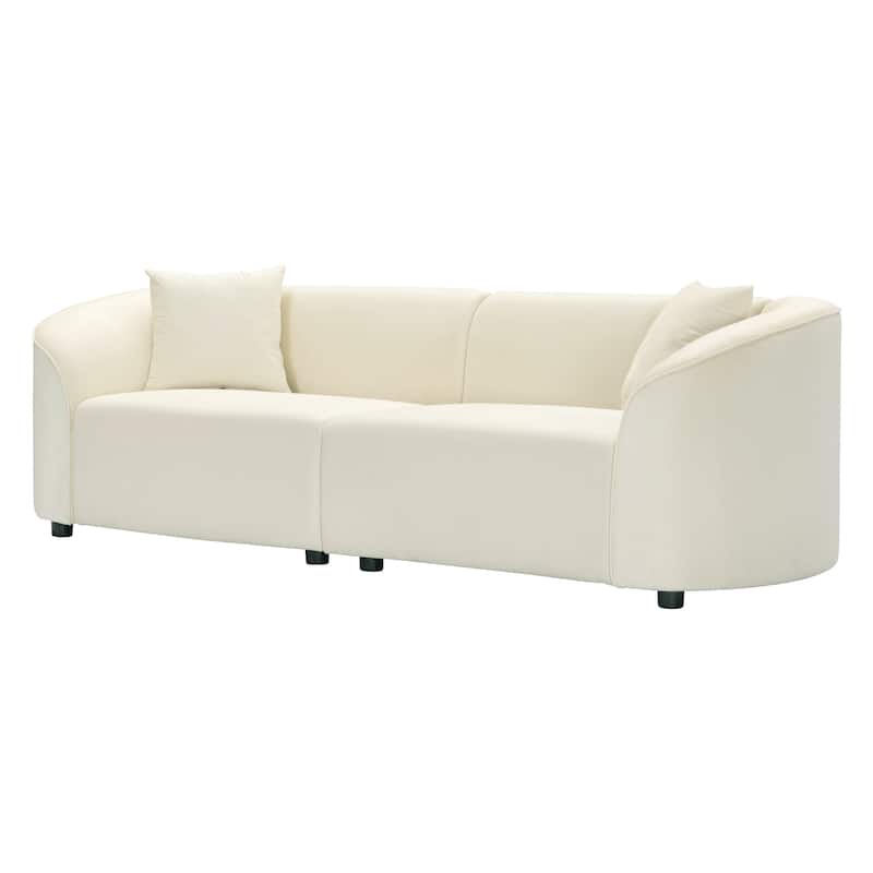 87.50" Velvet Curved 2 Seater Sofa, Upholstered Lounge Couch with Armrest, Oversized Reading Loveseat for Living Room