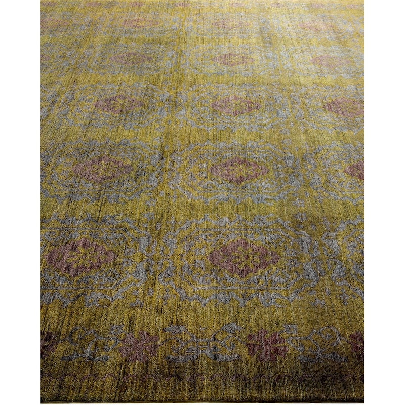 Overton Hand Knotted Wool Vintage Inspired Modern Contemporary Overdyed Gray Area Rug - 7' 10" x 10' 6"