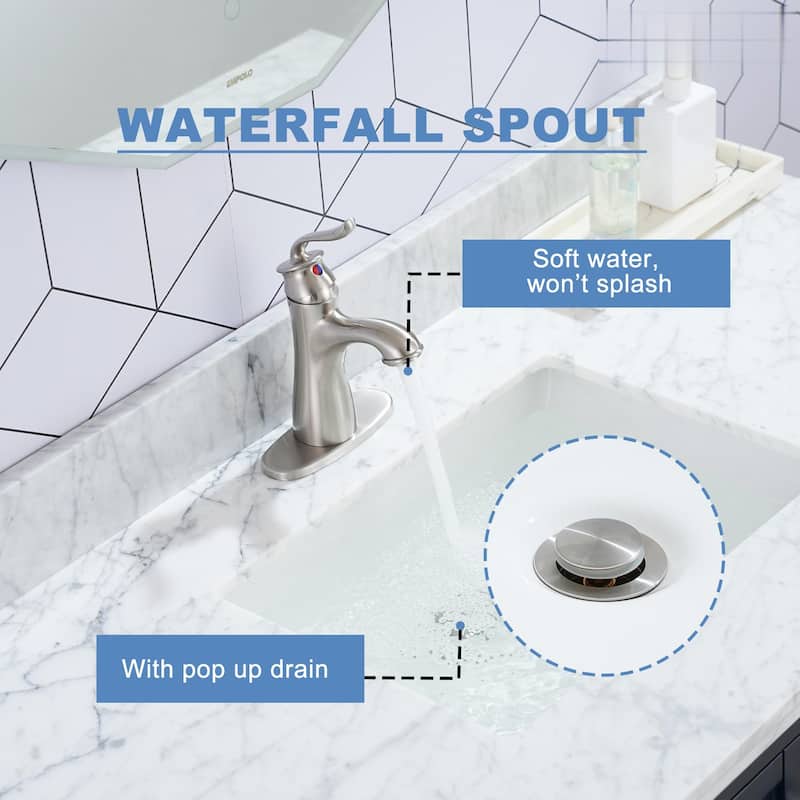 Single Handle Bathroom Faucet with Pop Up Drain