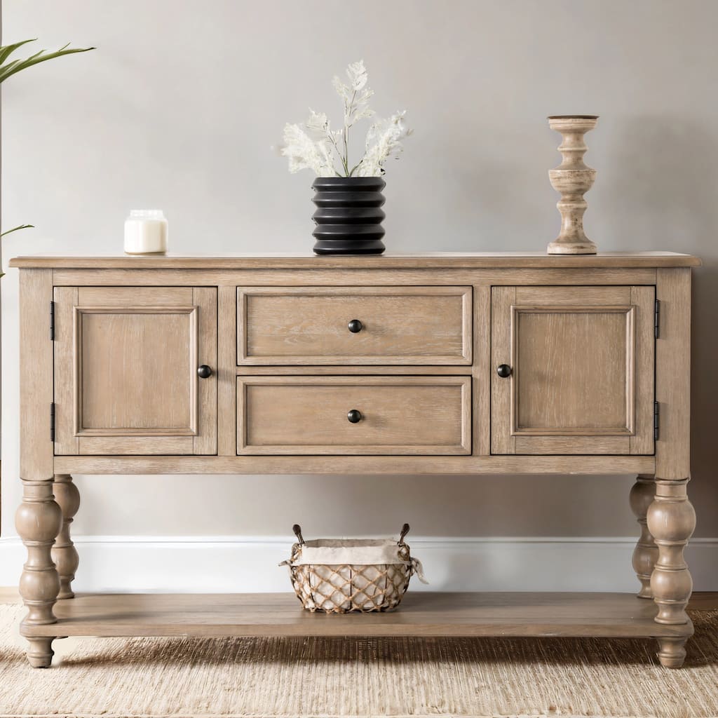 Furniture of America Trenden Modern Farmhouse Solid Wood 2-Drawer Storage Server