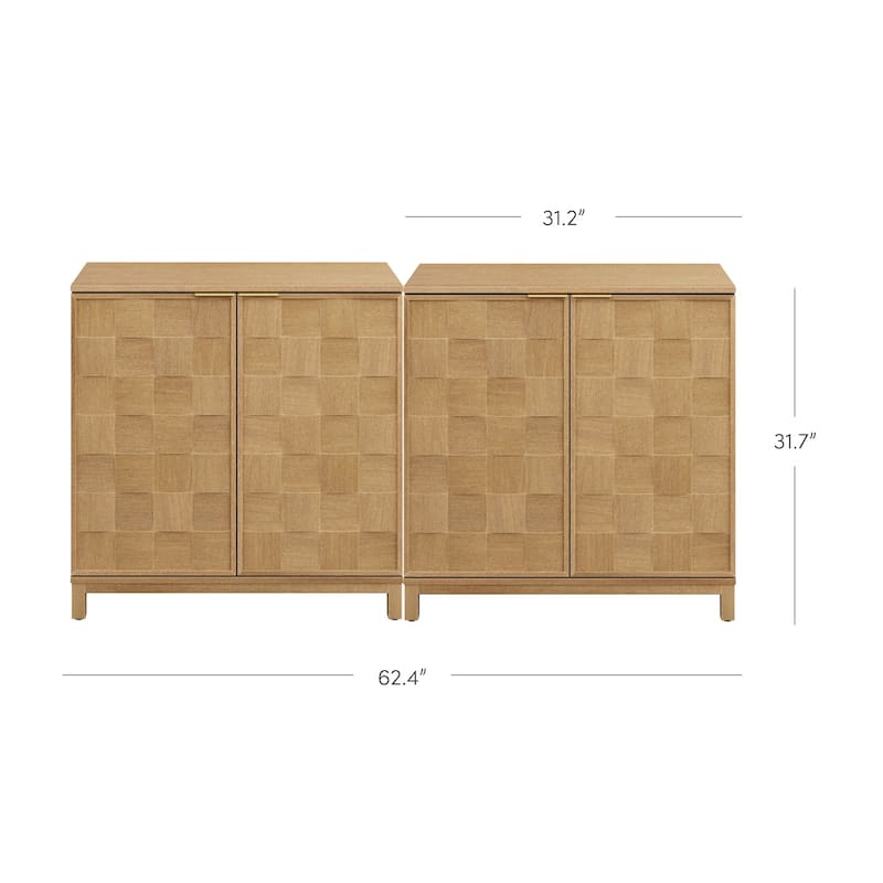 Paige Mid Century Modern Bar Cabinet Credenza, Light Wood Accent Cabinet with Sculpted Doors and Interior Adjustable Shelf