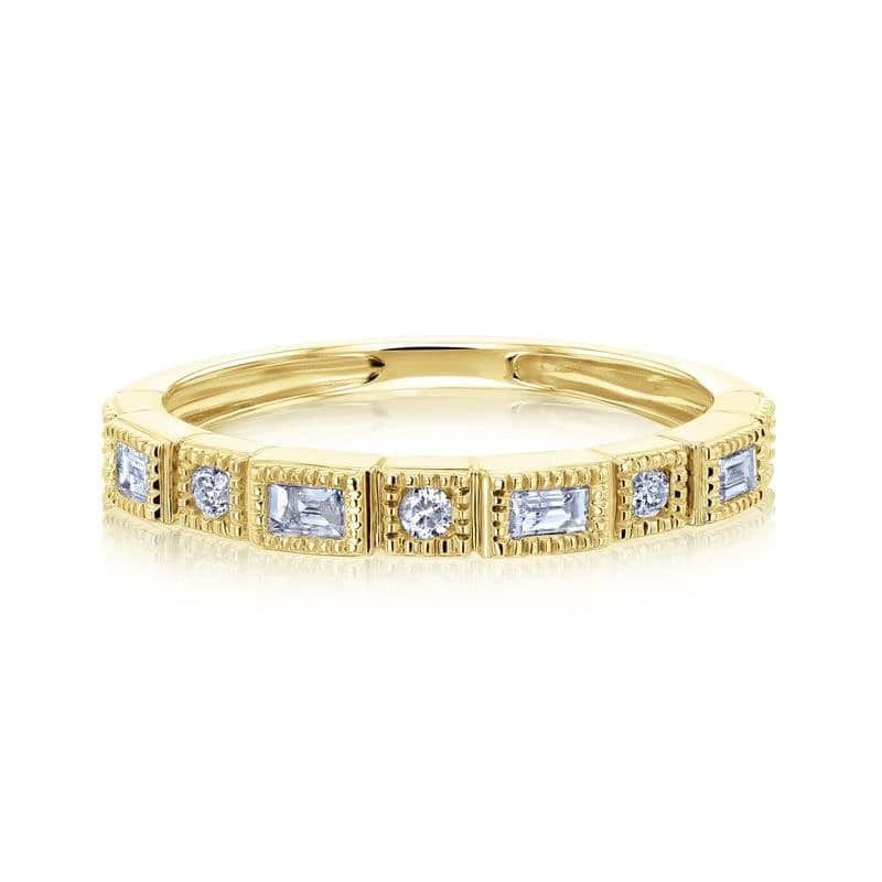 Kobelli 1/10 Carat Natural Diamond 10k Solid Gold Mixed Cut Vintage Style Nellie Ring - 10.5 - Yellow
