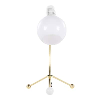 Contemporary Task Lamp in Gold Metal and White Plastic Shade by LumiSource