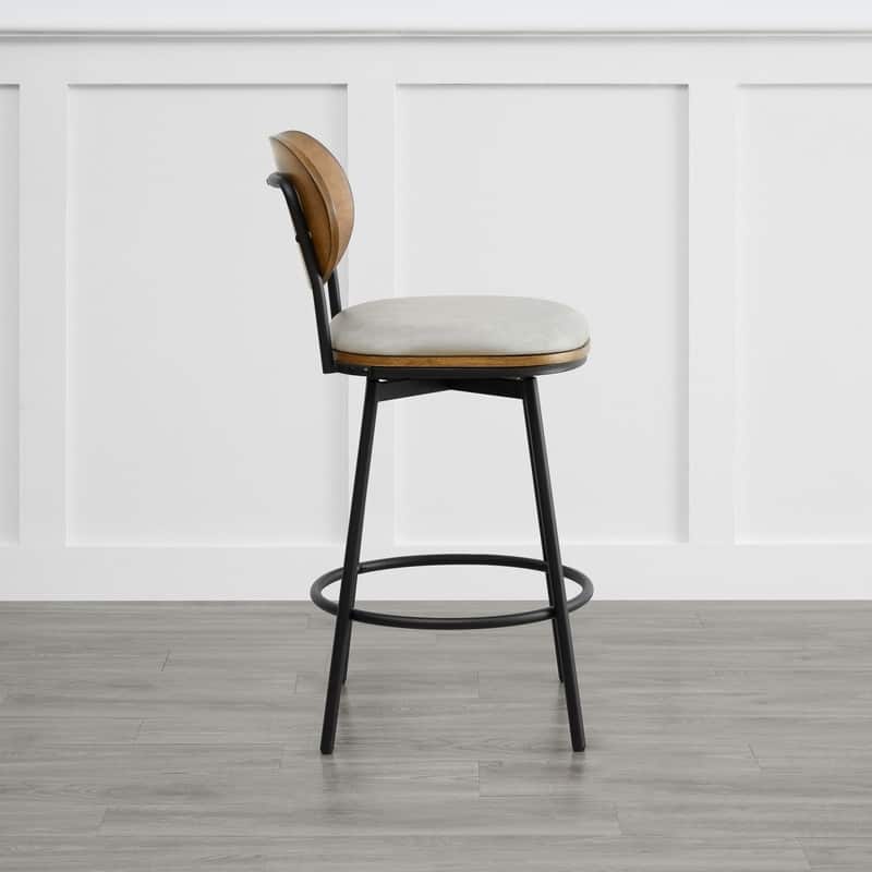 Spruce & Spring Megan Swivel Counter Bar Stool with Metal Legs