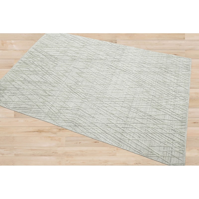 Hand Knotted Textured Gray, Tibetan Wool Modern Oriental Area Rug - 4' x 6'