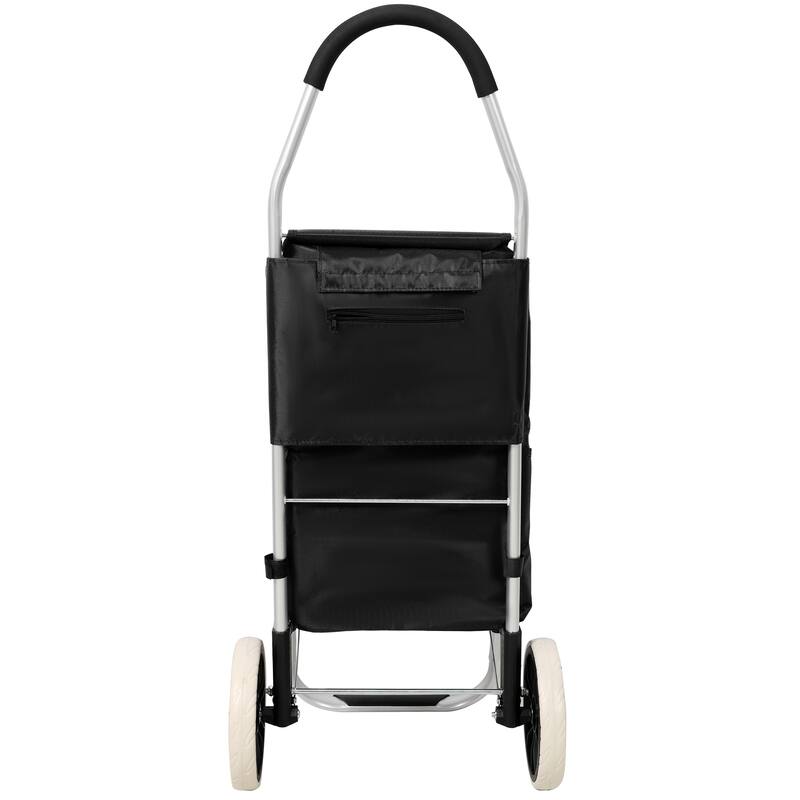 Anmytek Black Foldable Shopping Cart with Wheels and Removable Waterproof Oxford Bag Lightweight Utility Trolley
