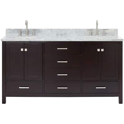 Ariel A067DCW2OVO Cambridge 67" Free Standing Double Oval Basin Vanity