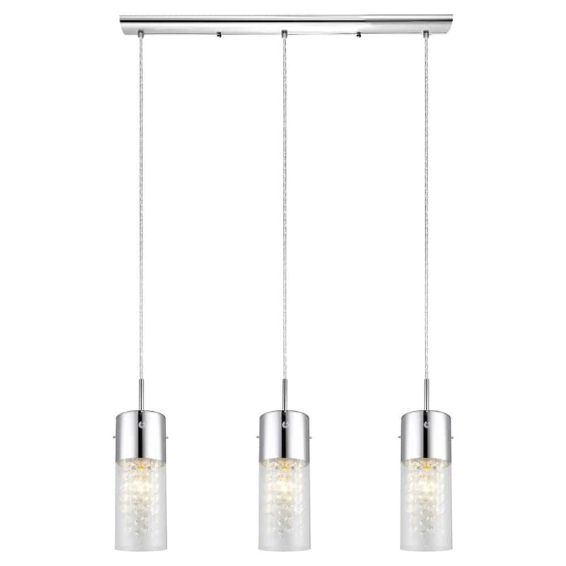 Eglo Diamond 3-Light Pendant with Chrome Finish and Crystal Stands - Chrome
