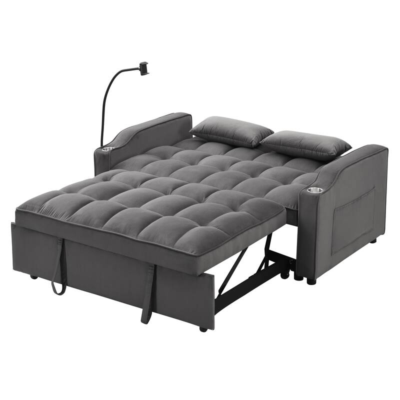 Sofa Bed with Trundle Dark Grey