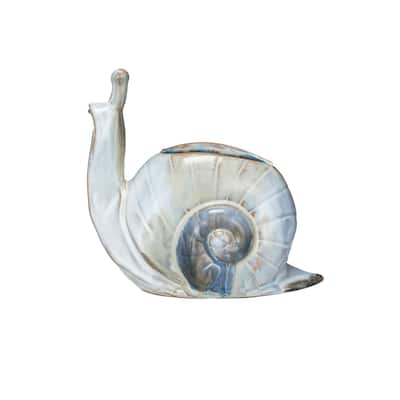 Stoneware Snail Vase/Planter with Reactive Glaze - 7.0"L x 4.0"W x 6.3"H