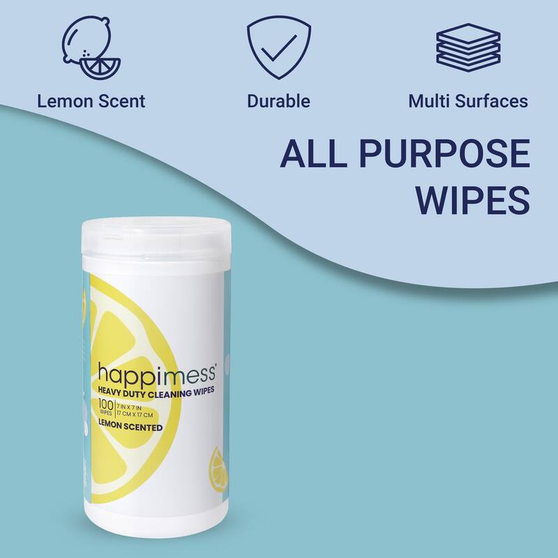 happimess, All Purpose Multi Surface Heavy Duty Cleaning Wipes Bleach Free