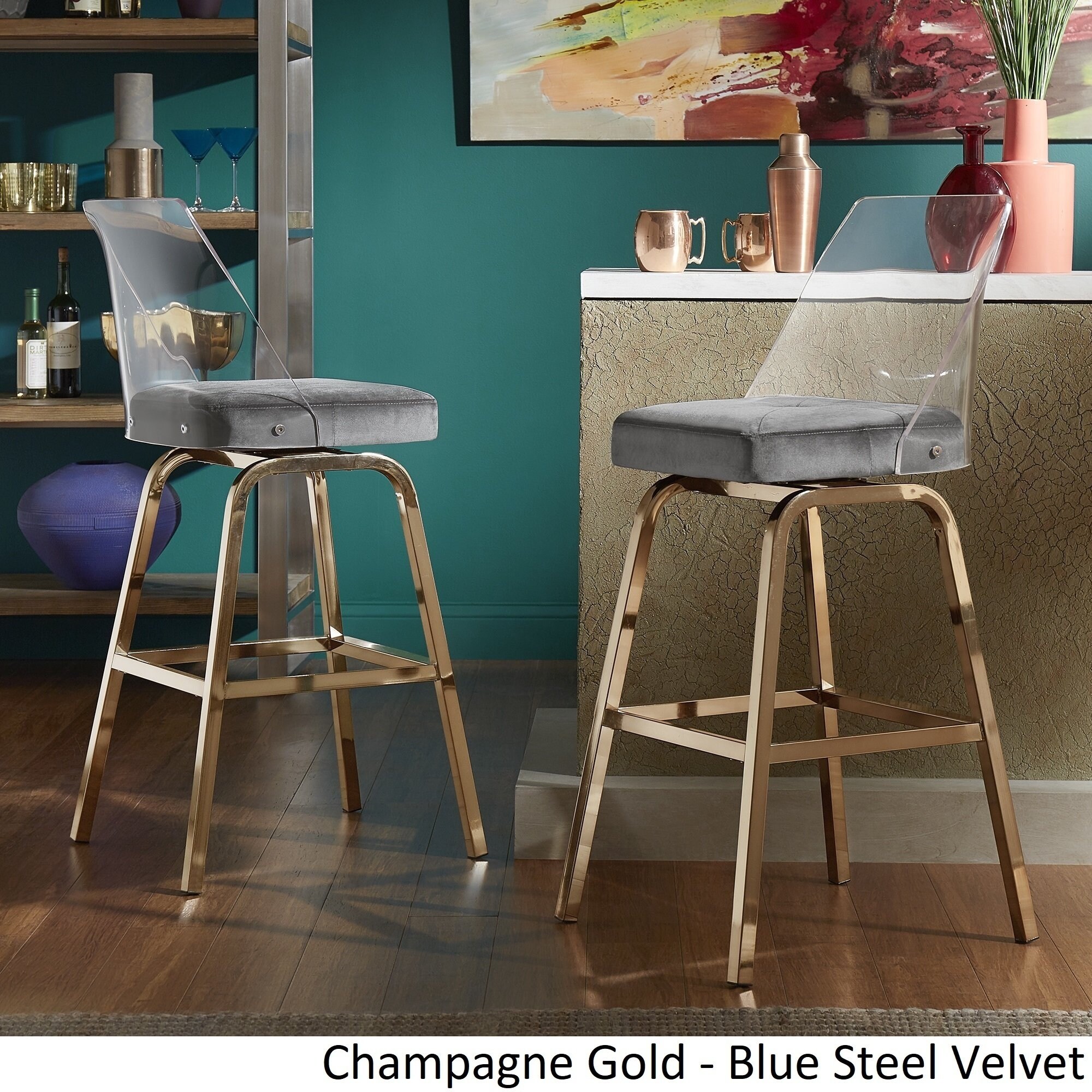 Miles acrylic swivel high back bar stools by inspire q sales bold