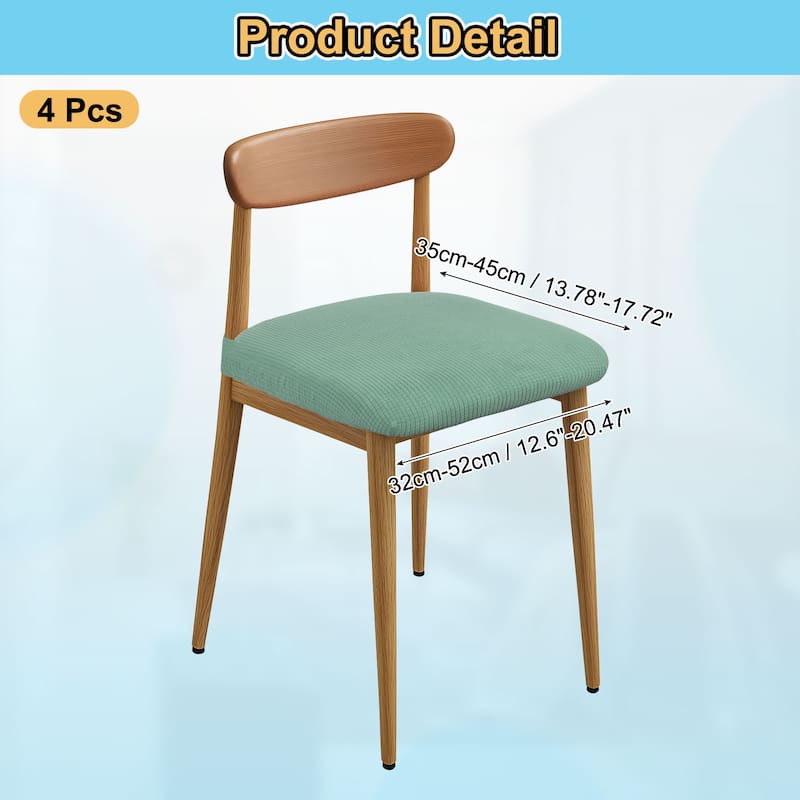 Set of 4 Chair Covers for Dining Chairs, Chair Seat Slipcovers - Pine Green