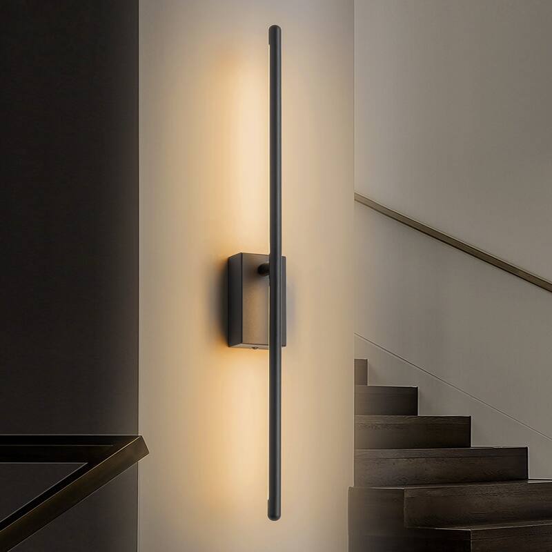 1-Light Modern Gold/Black Linear Bathroom Vanity Light Integrated LED 3000K Rotatable Wall Light