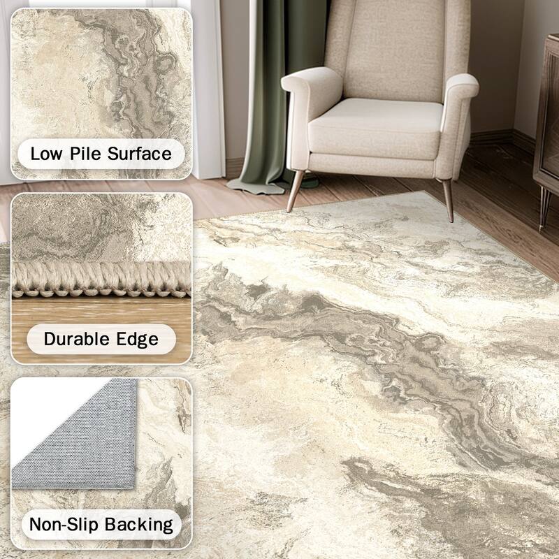 Mcow Abstract Pattern Medium-Pile Machine-Washable Non-Slip Area Rug - 8' x 10'