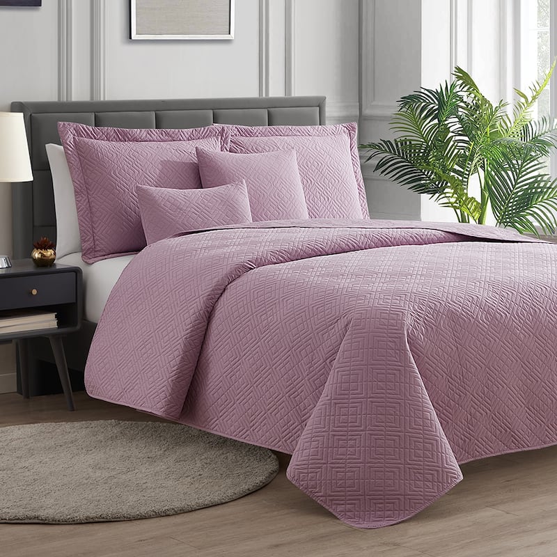 Clara Clark Bedspread Quilt Set - Embossed Pinsonic Lightweight Coverlet Set