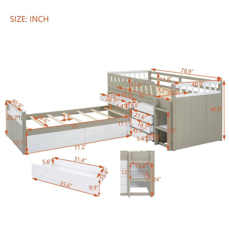 Space Saving Twin Loft and Twin Platform Bed