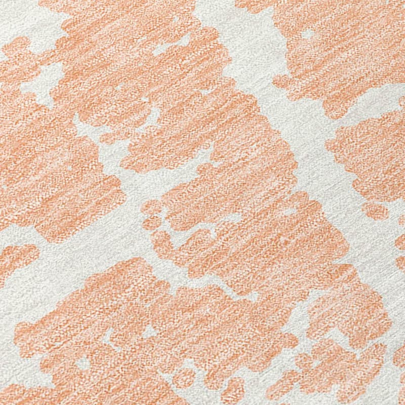 Machine Washable Indoor/ Outdoor Transitional Peach Crackle Chantille Rug