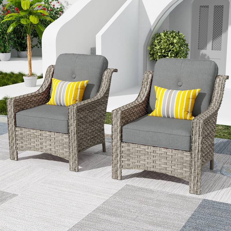 XIZZI 2-piece Patio Furniture Wicker Outdoor Chair Set - Dark Grey