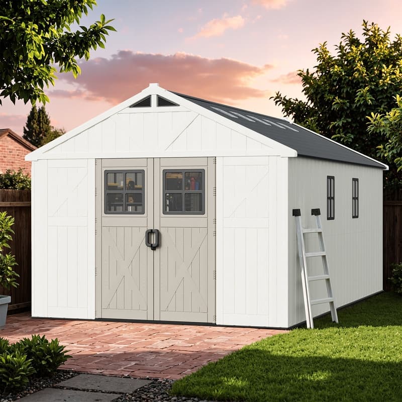 Patiowell 10 X 16 FT&10 X10 FT &10 X12 FT 10 X14 FT Resin Outdoor Storage Shed With Floor ,Weather Resistant Shed for Garden