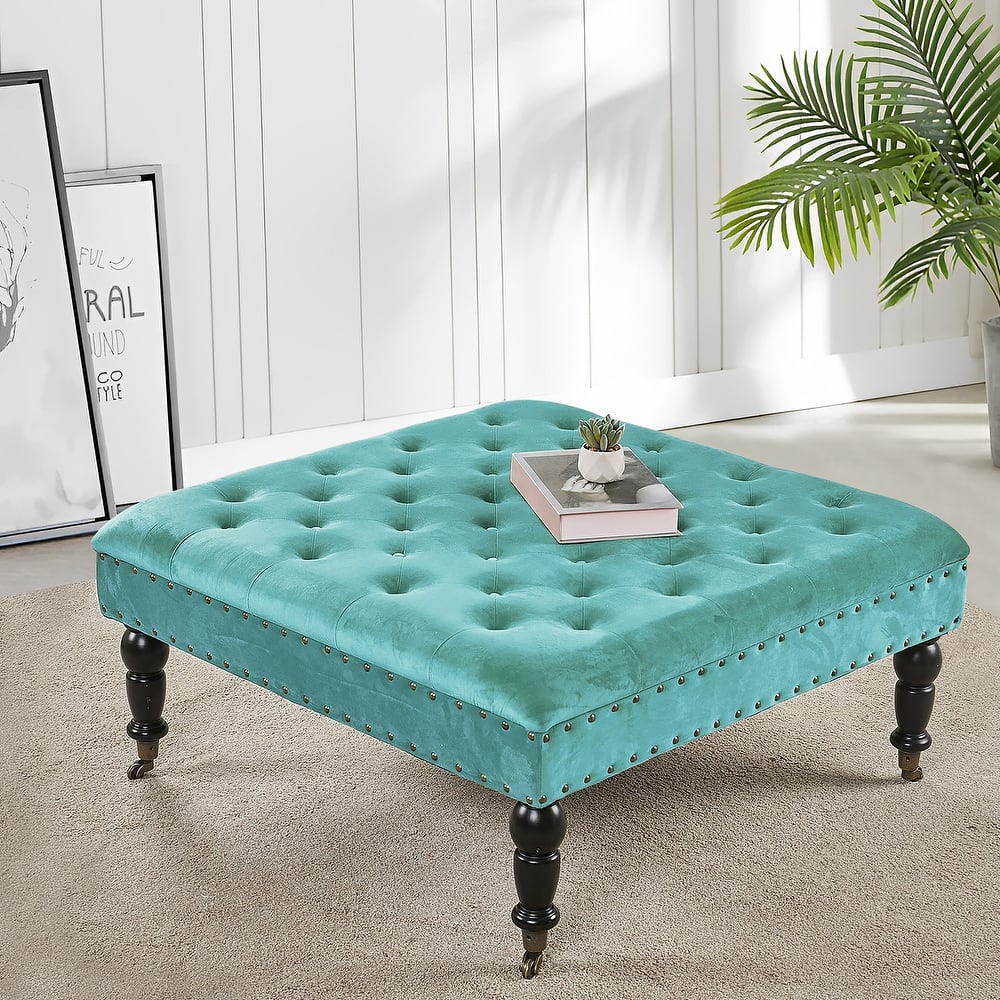 Home Soft Things Supersoft Tufted Coffee Table Ottoman - 33" x 33" x 18"