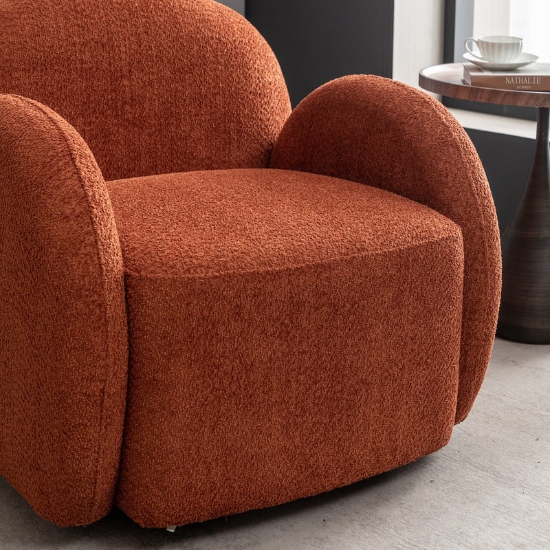 SEYNAR Modern Glam Boucle Upholstered 360 Degree Swivel Accent Armchair, Barrel Chair for Living Room