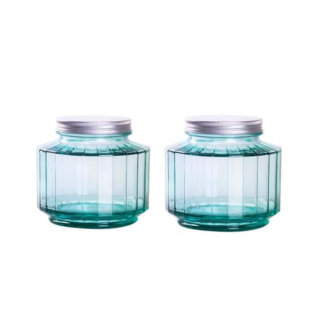 French Home Recycled Glass Set of Two 33 oz. Storage Jars - Silver
