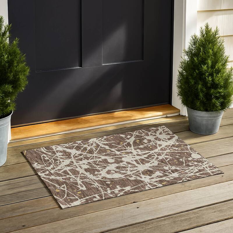 Machine Washable Indoor/ Outdoor Modern Campo Chantille Rug - Chocolate - 1'8" x 2'6"