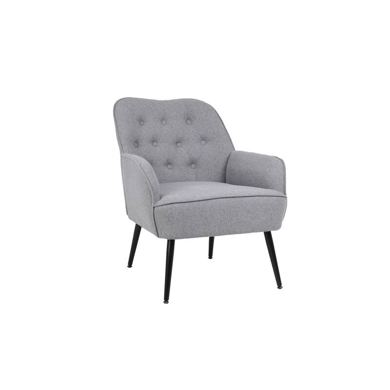 Modern Mid Century Chair Linen Sherpa Armchair for Living Room Bedroom Office Easy Assemble