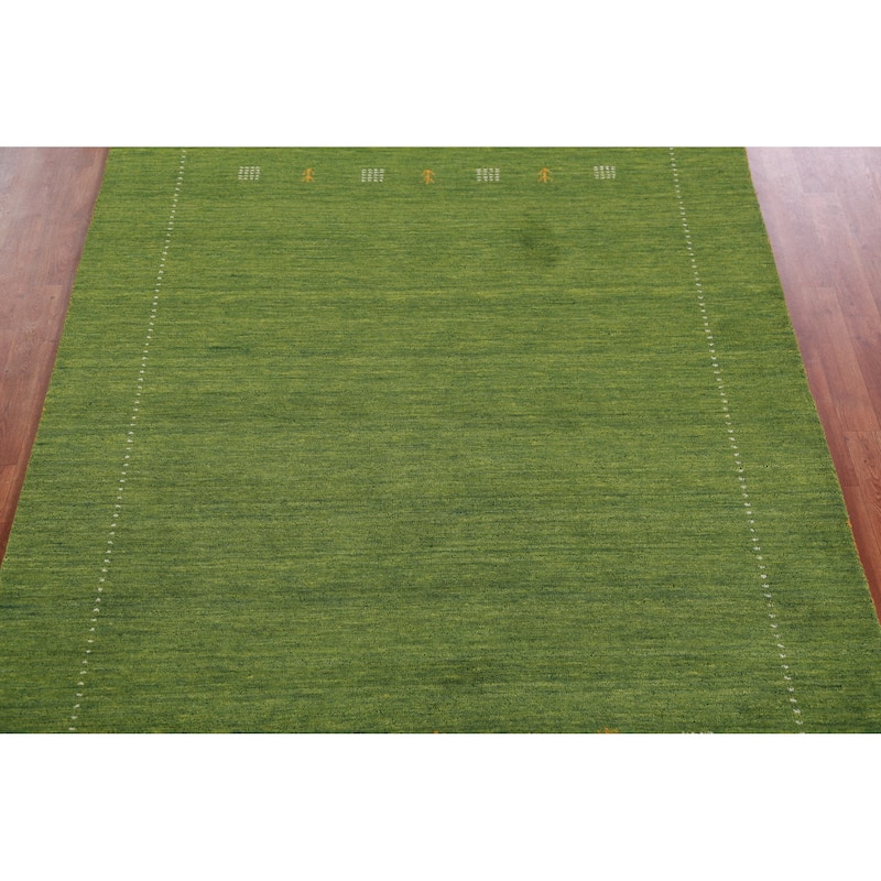 Hand Knotted Oriental 100% Wool Carpet Tribal Tribal Green Gabbeh Area Rug - 7' 9'' X 5' 8''