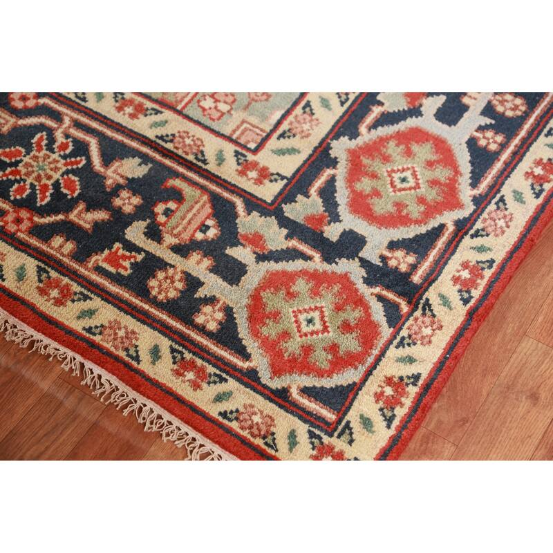 Hand Knotted Oriental 100% Wool Carpet Traditional Medallion Oranges & Rust Heriz (serapi) Area Rug - 9' 9'' X 8' 0''