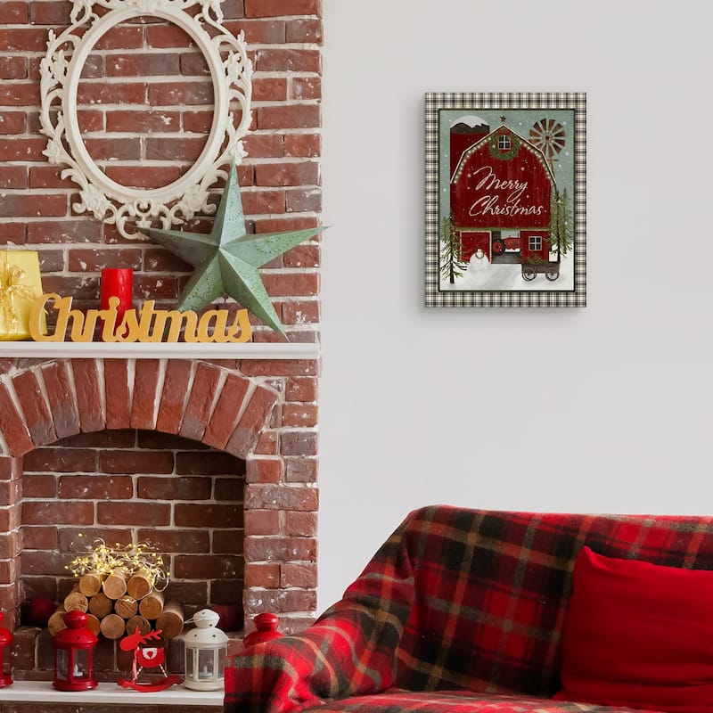 Christmas Farm Barn Canvas Art Print