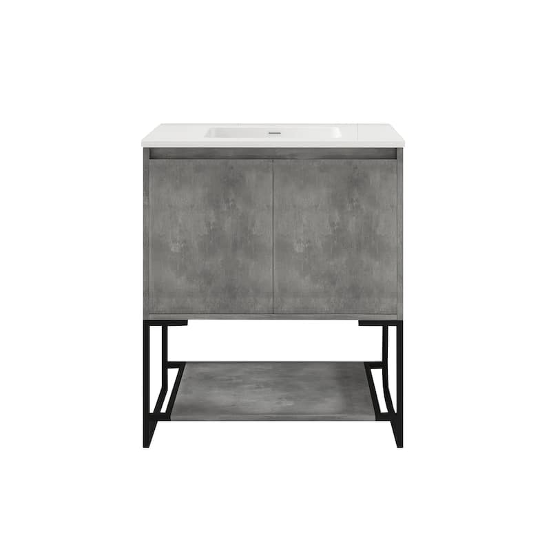 30-inch Freestanding Bath Vanity with Cultured Mable Top