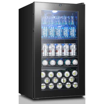 Yeego 3.4 Cu.Ft Beverage Refrigerator, Glass Door Cooler with LED Display, Quiet Compressor, 102-Can Capacity