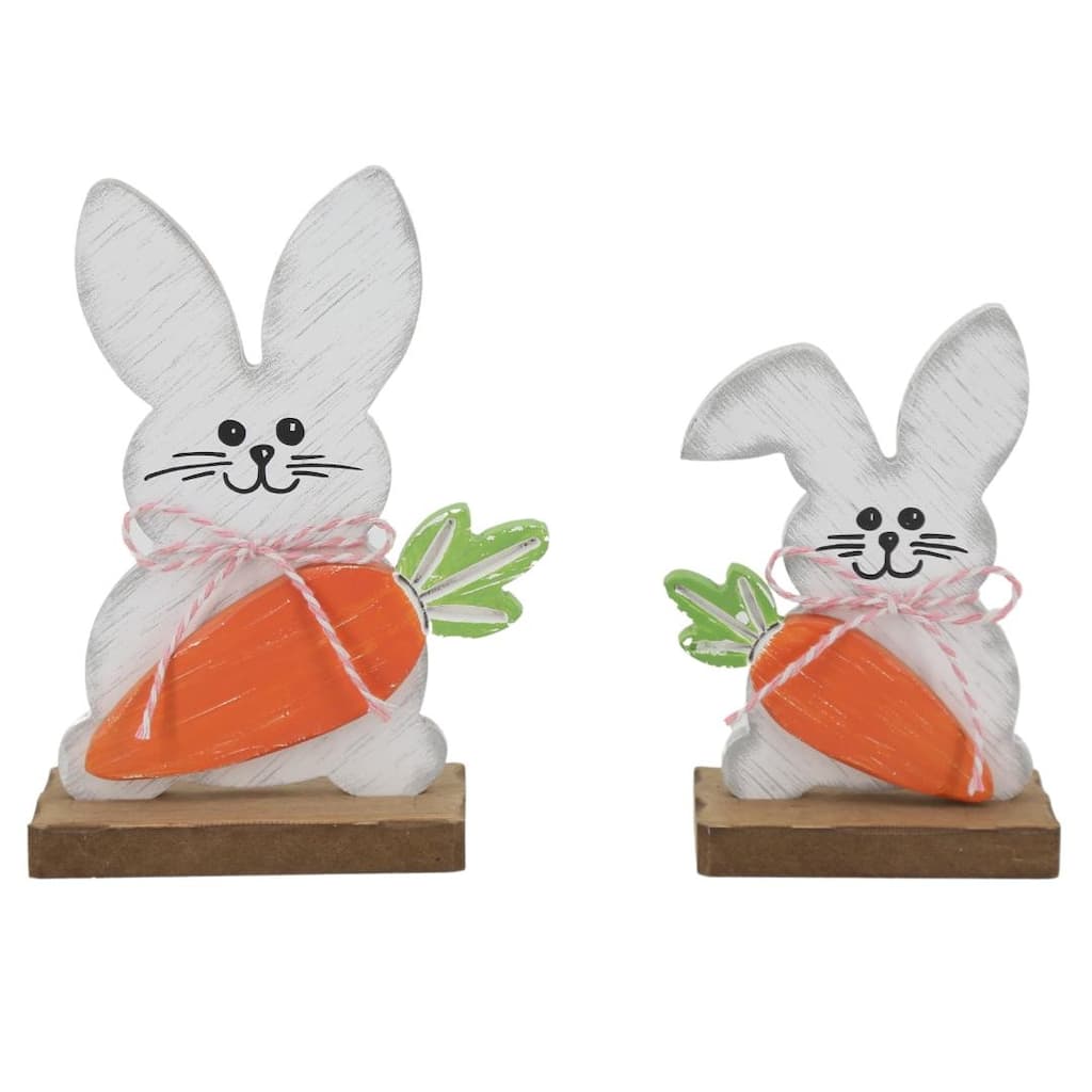 Transpac Wood Easter Bunny w/Carrot Set of 2 Home Decorations Easter